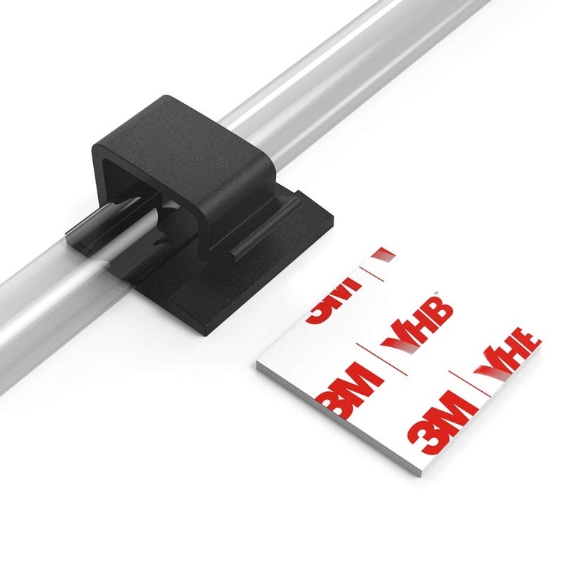 XIAOXI Cable Clips with Strong Self-Adhesive, XIAOXI R Shape Cable Management TV PC Wire Holder Sticky Tidy and Organizer Cord and Wires - 40 Pcs (Black) - Image 1